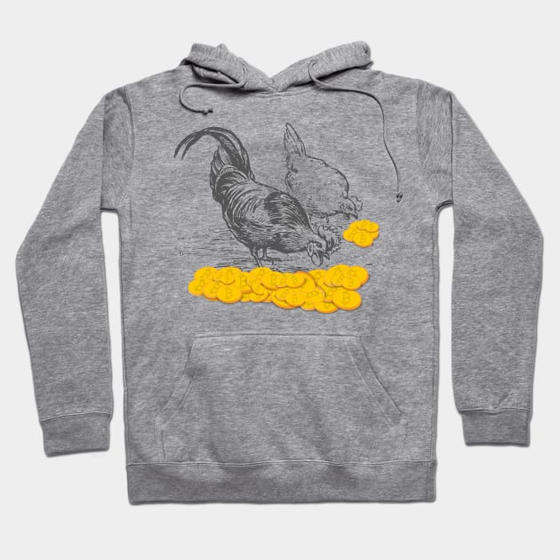 The Golden Goose, gold egg and bitcoins Hoodie by Cachaldora